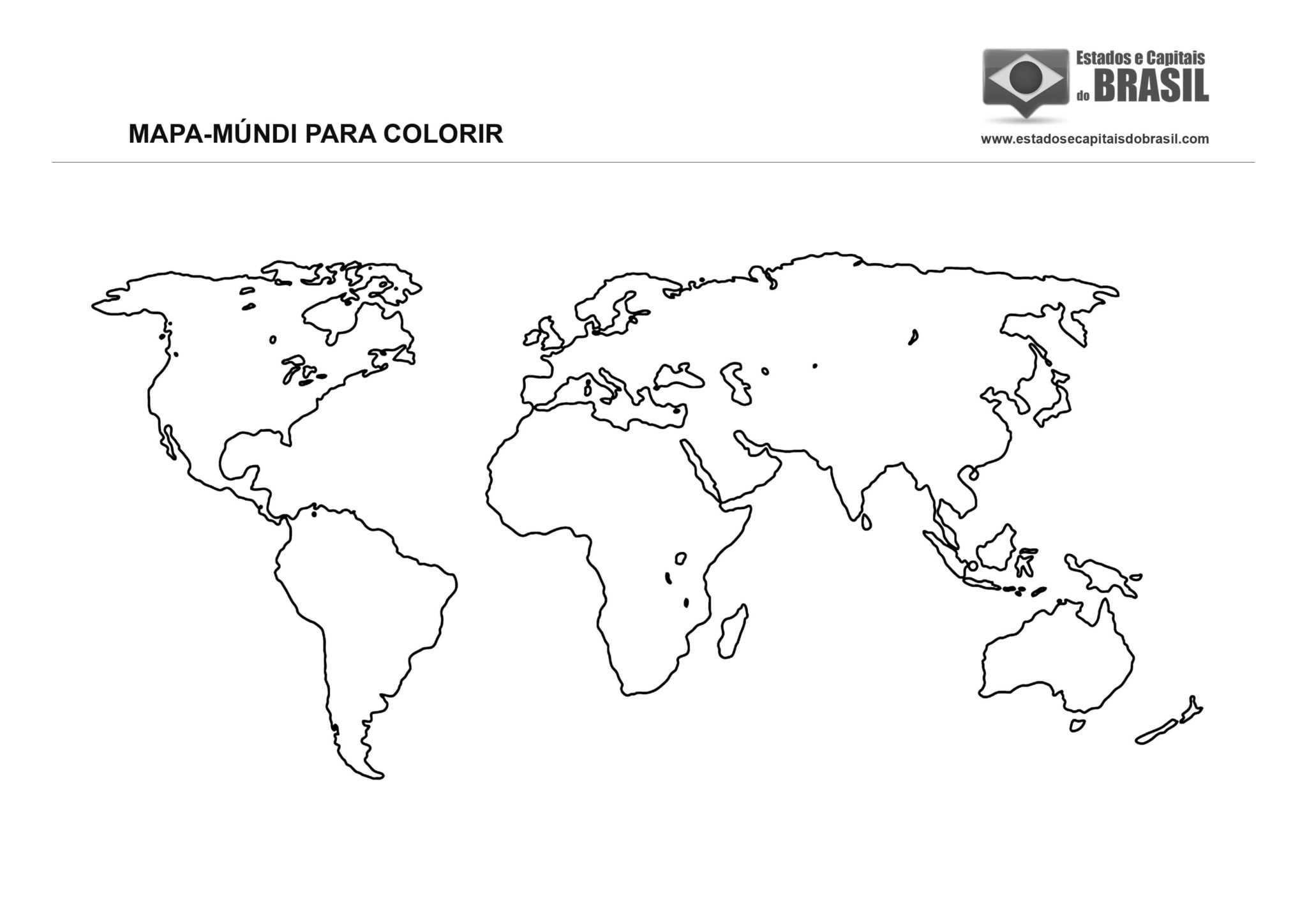 Mapa Mundi Para Colorir Ensino
